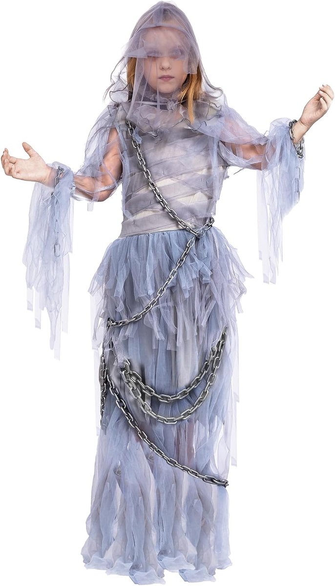 Spooktacular Creations grijs spook- en heksenkostuum voor meisjes - maat XXL (14-16 jaar)