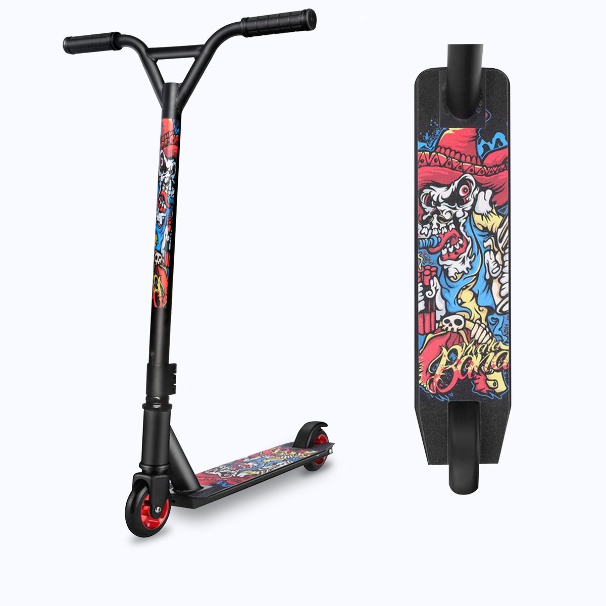 Step-Stuntstep 100 mm ABEC 9 lagers-Kinderstep Aluminium frame-Rode wielen-Step voor Kinderen en Tieners-Zwart
