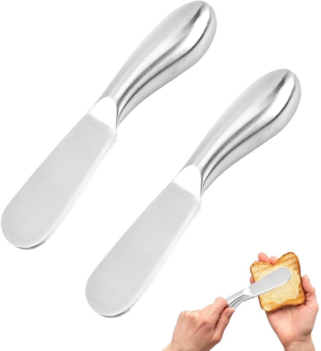 longziming - Botermesje - Smeermes - Bestektype - Precisie Smeren - Kindveilig Ontwerp - Roestvrijstaal - Ergonomisch Design - Vaatwasserbestendig Gemak - 2 Stuks