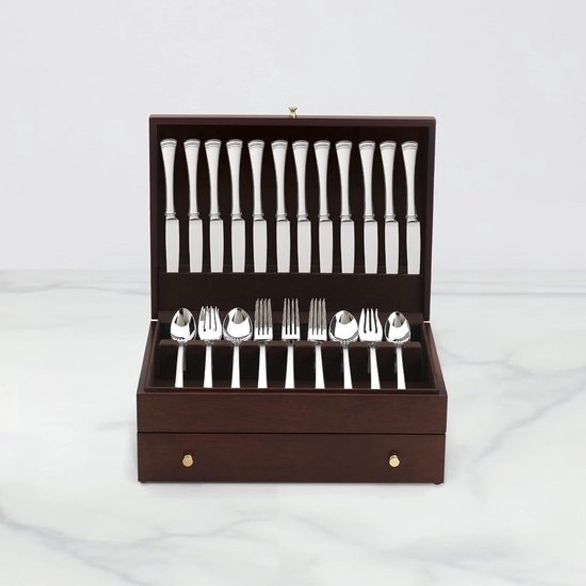 Luxe Houten Bestekcassette met Lade voor 120 Stuks - Tafelorganizer