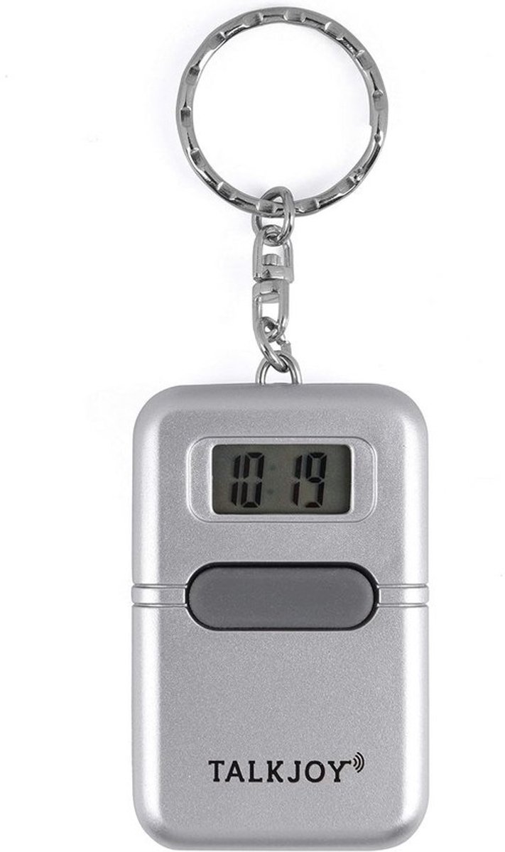 Sprekende Wekker - Tijdweergave Sleutelhanger - Tijd Melden - Franse Taal - 38 x 6 cm - Zilver