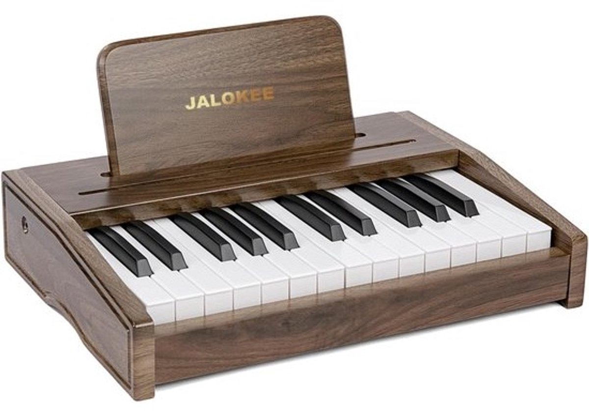 JALOKEE Kids Piano Keyboard, Digital Piano for Kids, Music Educational Instrument Toy, Wooden Piano for 3+ Girls and Boys (Walnut, 25 Keys)