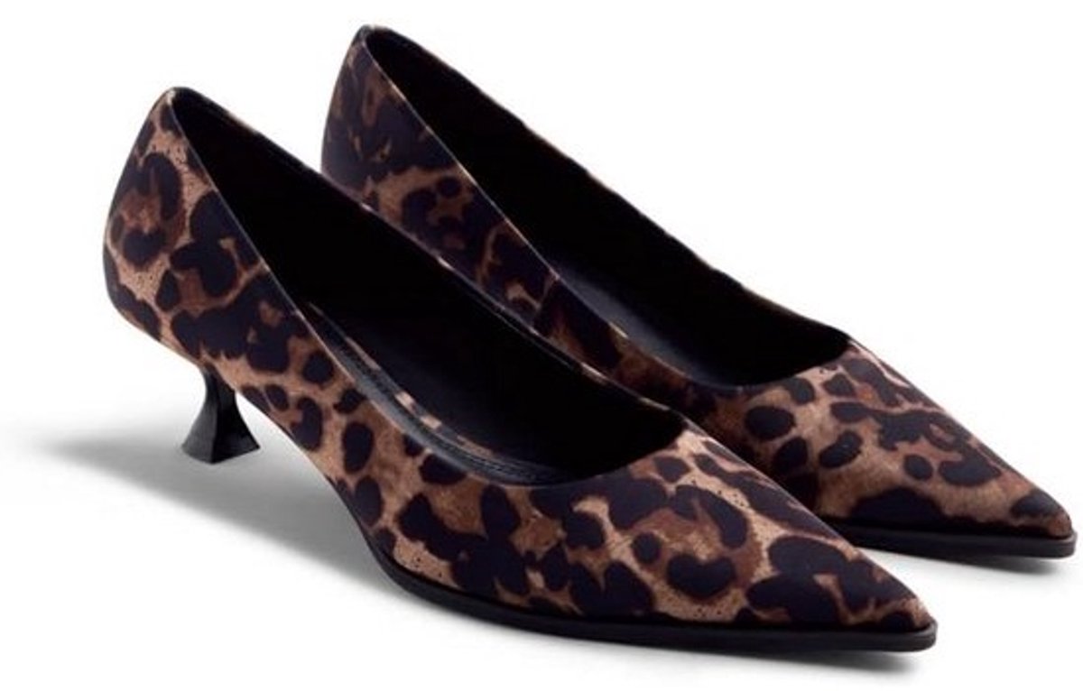 Dames Plateauzolen met Luipaardprint en Lage Kittenhak