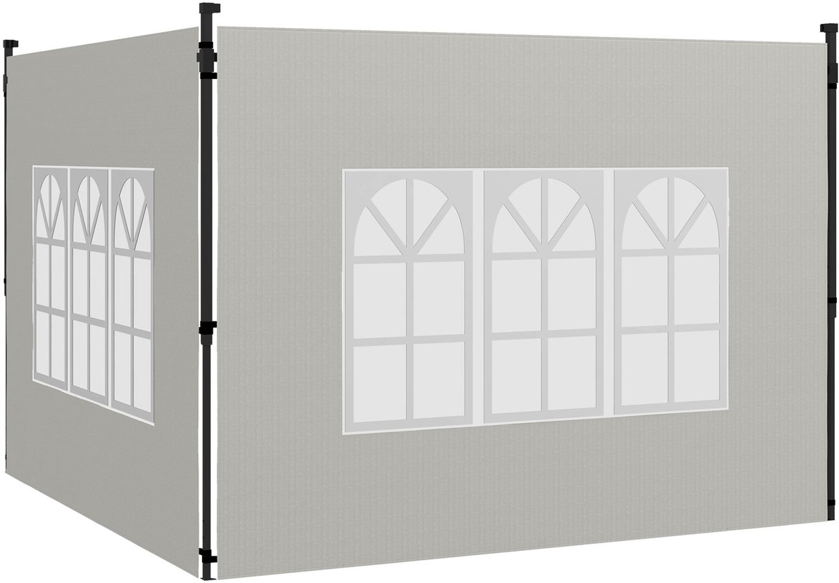 Zijwanden voor tenten van 3x3m en 3x6m, set van 2 partytentwanden met ramen, 293x193cm, wit