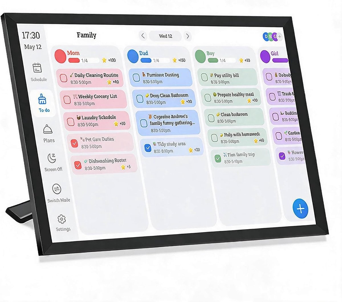 Slimme Digitale Kalender en Fotolijst 10.1 Inch met Interactief Touchscreen, Wifi Planner en Takenlijst voor Gezinsplanning en Organisatie