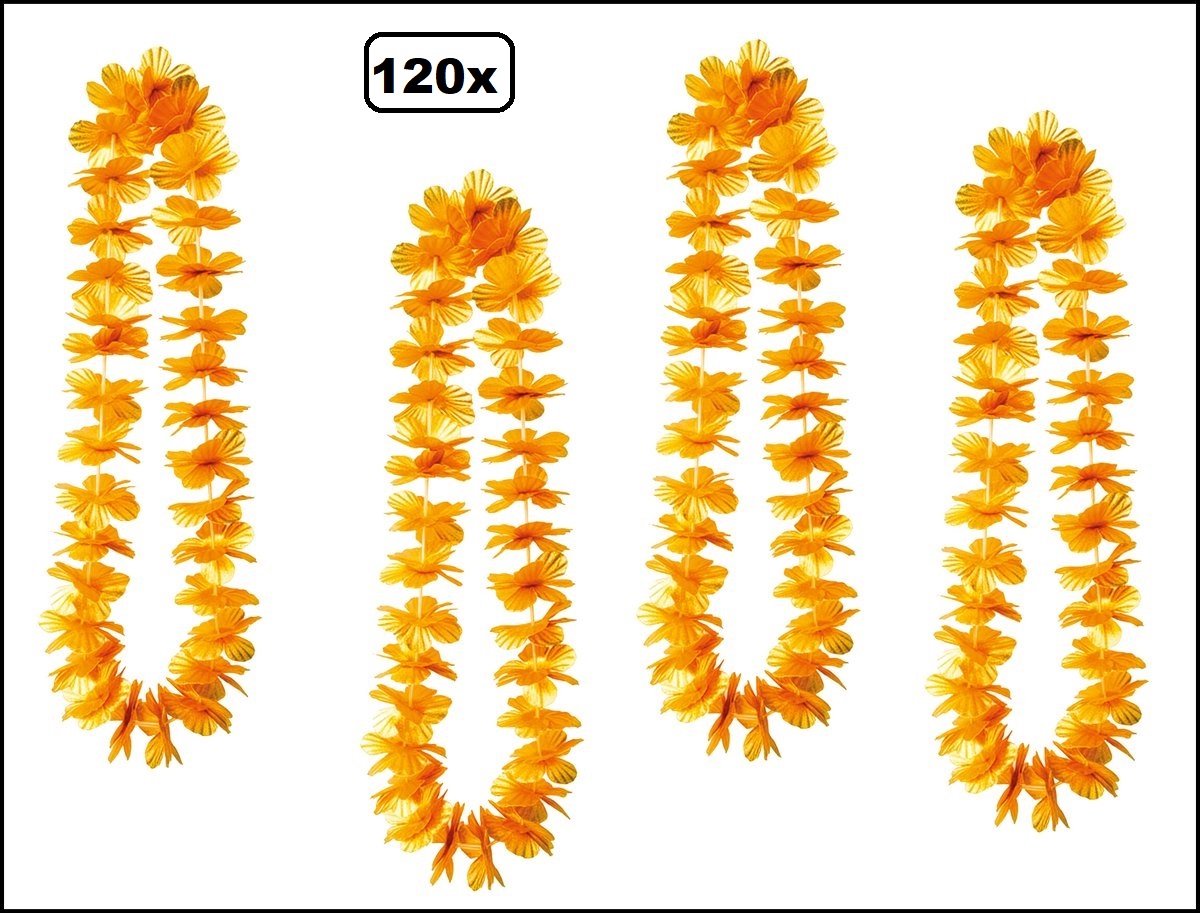 120 stuks Hawai slinger oranje - bloemenkrans - Holland WK Voetbal thema feest hawaii krans Nedrland