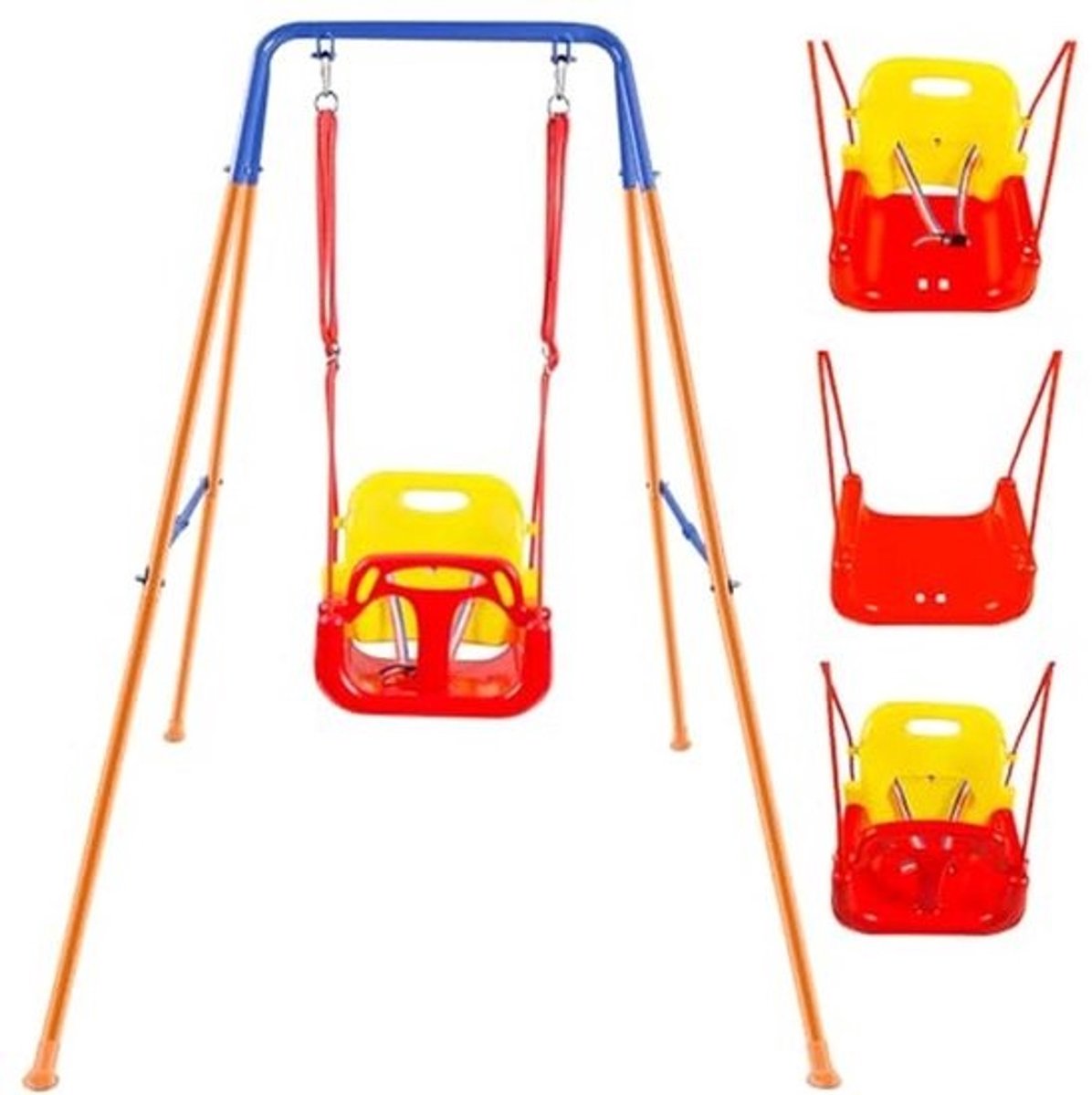 3-in-1 Babyschommel voor Binnen en Buiten - Opvouwbare Metalen Standaard, Geschikt voor Kinderen van Alle Leeftijden