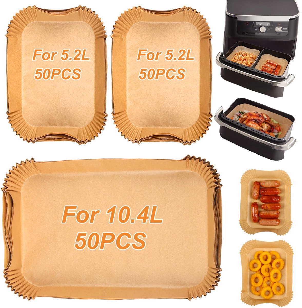Airfryer Bakpapier - Voor airfryer 10,4 liter - 150 stuks