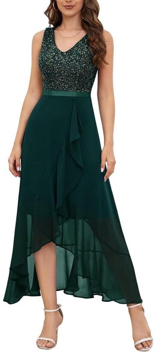 Lange, Elegante Avondjurk met Glitter voor Feest en Bruiloft