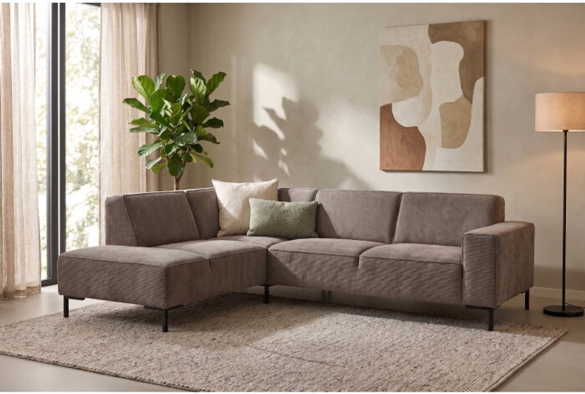 Hoekbank Riva Taupe - Glow 6 – Ottomane Links – 262x195 cm