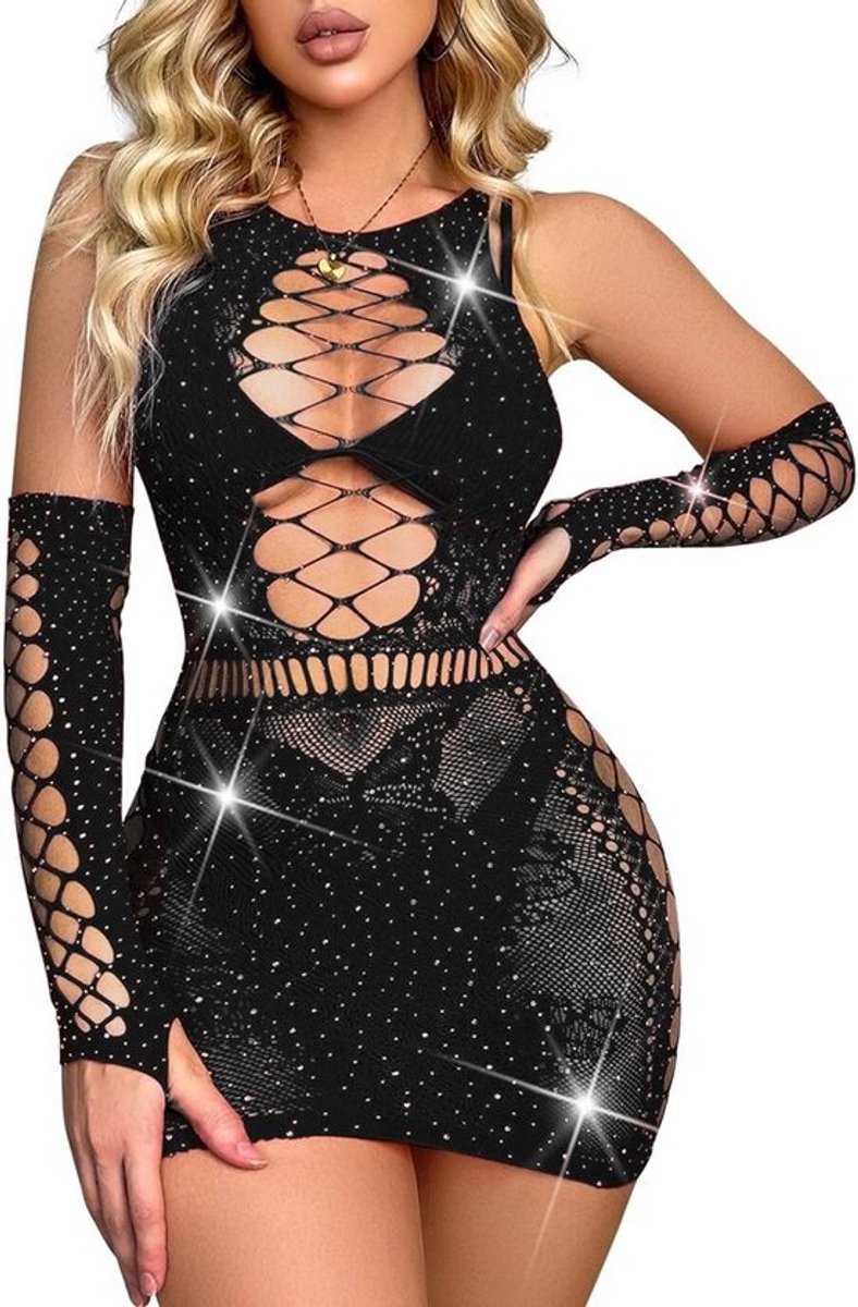 Lingerieset voor dames - Sexy bodycon en glitterparty outfit