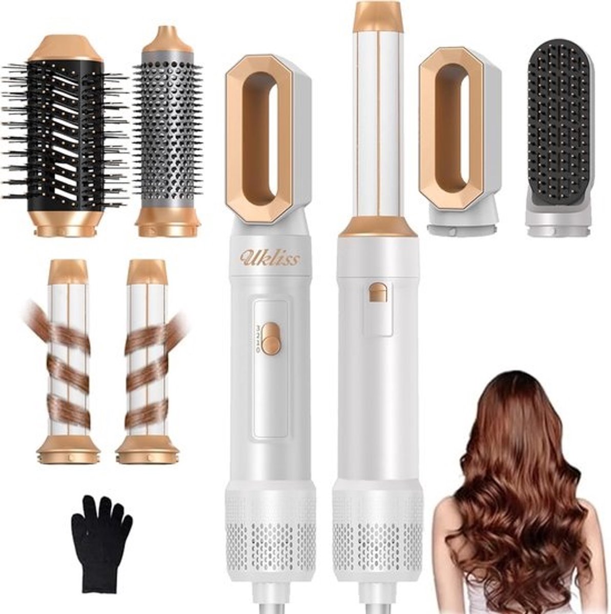 Haarstyler Set - Warme Luchtborstel - Stijlvol Haar - 6-in-1 Functionaliteit - 26 x 20 x 8 cm - Wit