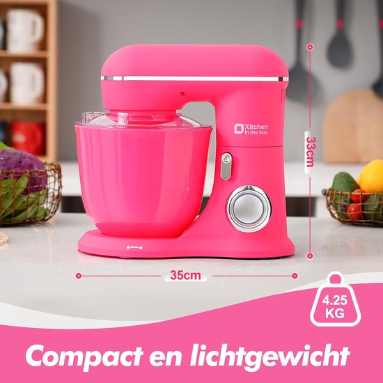 Keukenmachine - Standmixer - Bakken en Koken - Dubbele Mengkom - 4.5L + 5L - Donkerroze — afbeelding 5