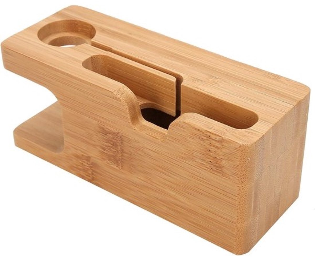 Oplaadstation Bamboe - Netjes Georganiseerd - Elegant Leven Kantoor - Verborgen Kabel Groef - 13.7 x 5.3 x 5.9 cm