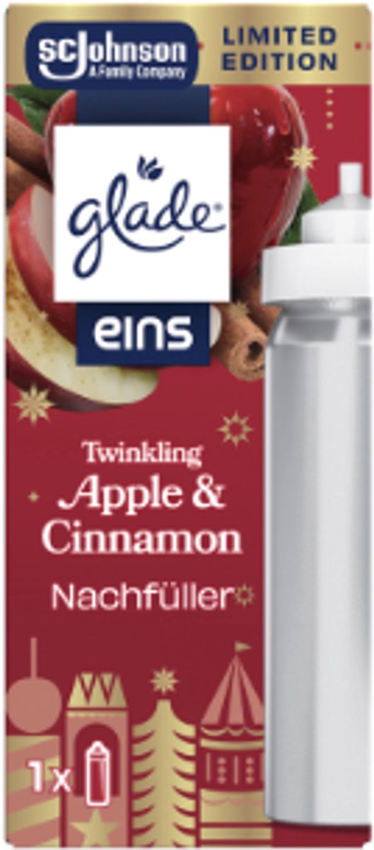Glade One Navulling - Twinkling Apple & Cinnamon - 1x 10ml | Winter Geurverstuiver - Navulling Glade - Limited Edition 2026
