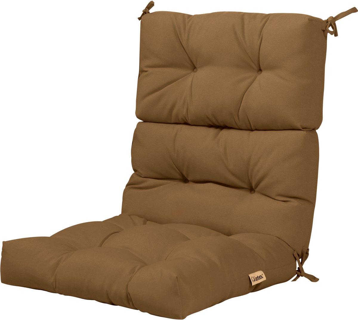 SureDeal® - Fauteuil - Stucks Kussen - Hoge Rugleuning Zitkussen - Terrasstoel Antislip Touwriemen - 56,5x51,5x64,5 cm - Bruin