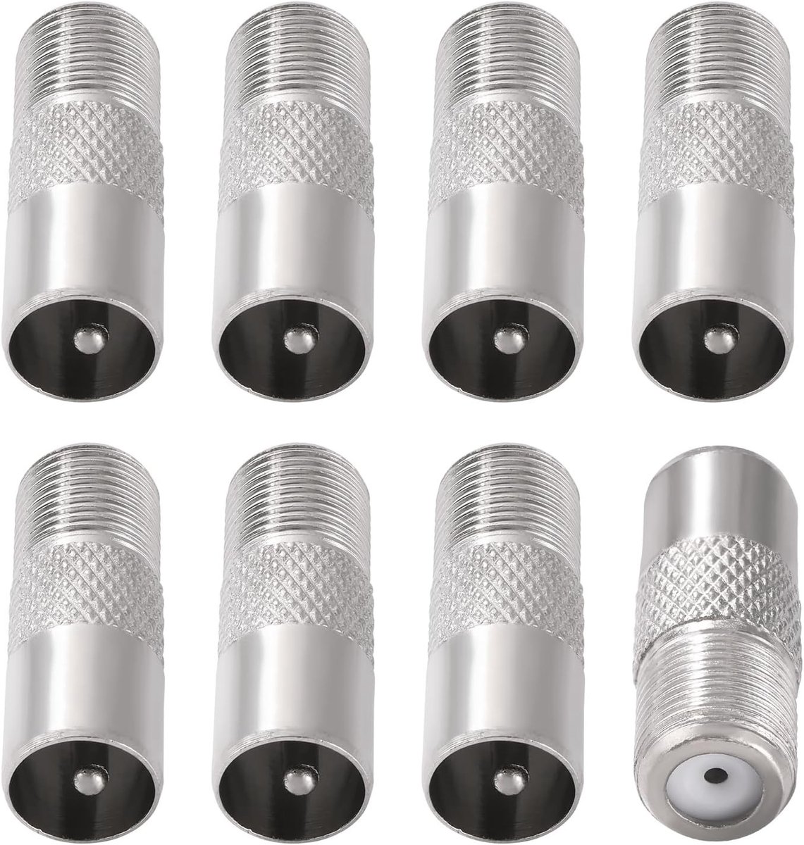 8-delige F Female Plug naar RF Male Coaxiale Antenne Adapter Set, TV Male naar F Type Female Schroef Converter, Versterkt Signaal, Duurzaam en Betrouwbaar