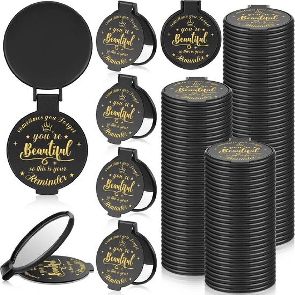 Inspirerende Compacte Spiegels - 100 Stuks Feestgeschenken voor Vrouwen