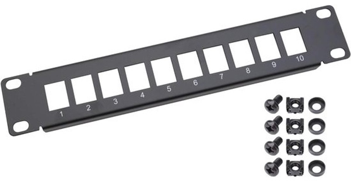 UTP Keystone Patch Paneel 10 Poorten 10 Inch voor Serverkast - Zwart