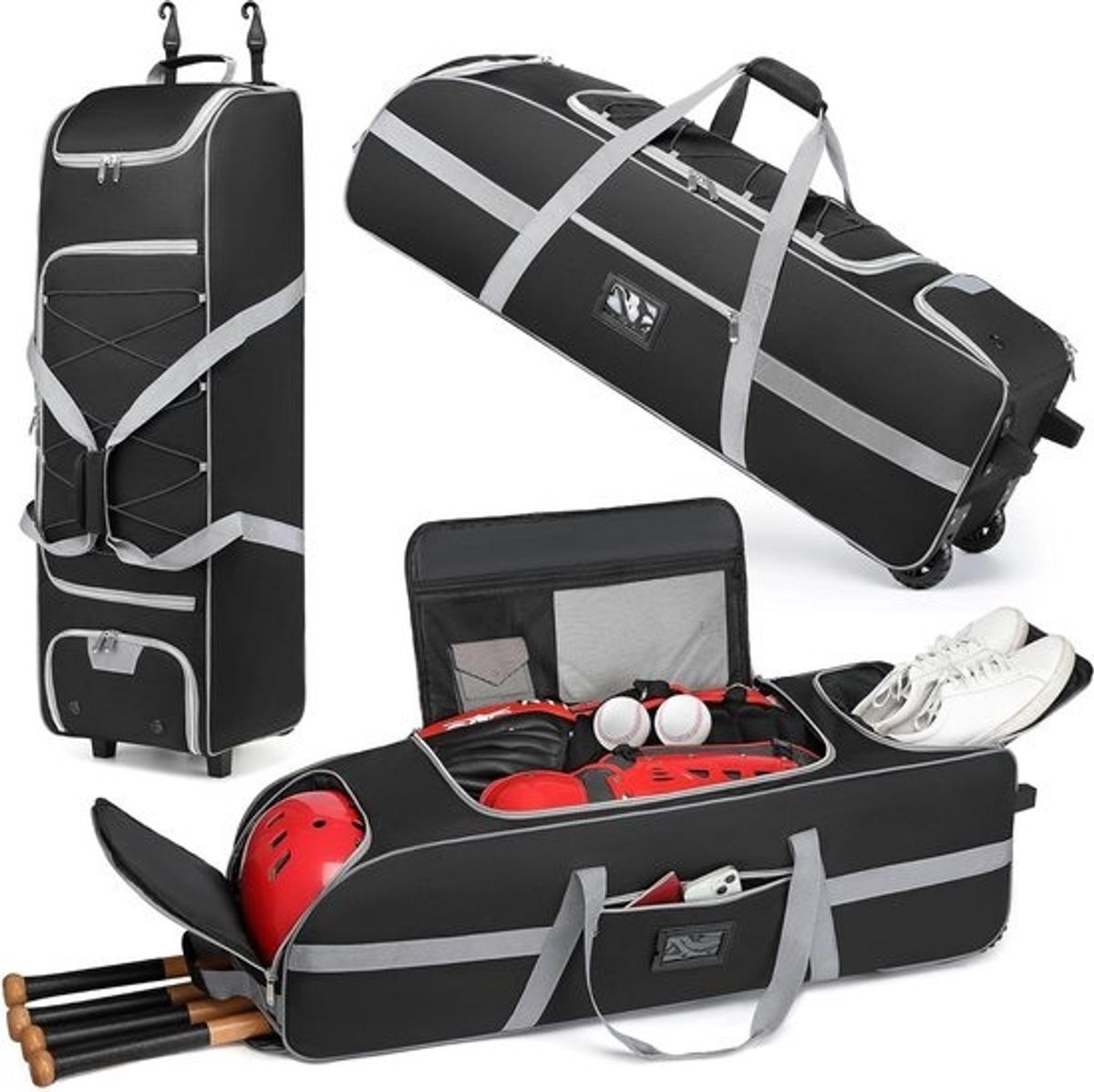 Sportuitrusting Tas - Sporttas Wielen - Sporten Organiseren - Grote Capaciteit - 86 Liter - Zwart