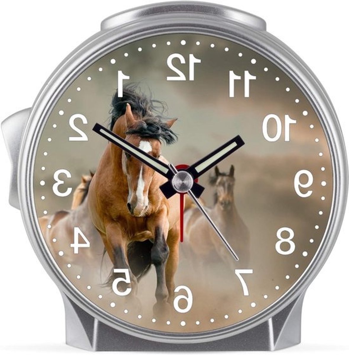 Kinderwekker Paardenmotief - Meisjeswekker Stil - Wakker Worden - Stil Uurwerk Geen Tikken - 96 x 6 x 96 cm