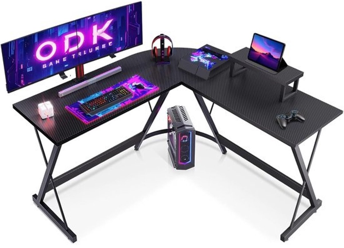 L-vormig Gaming Bureau Hoekbureau met Monitorstandaard voor Thuiswerk en Gaming