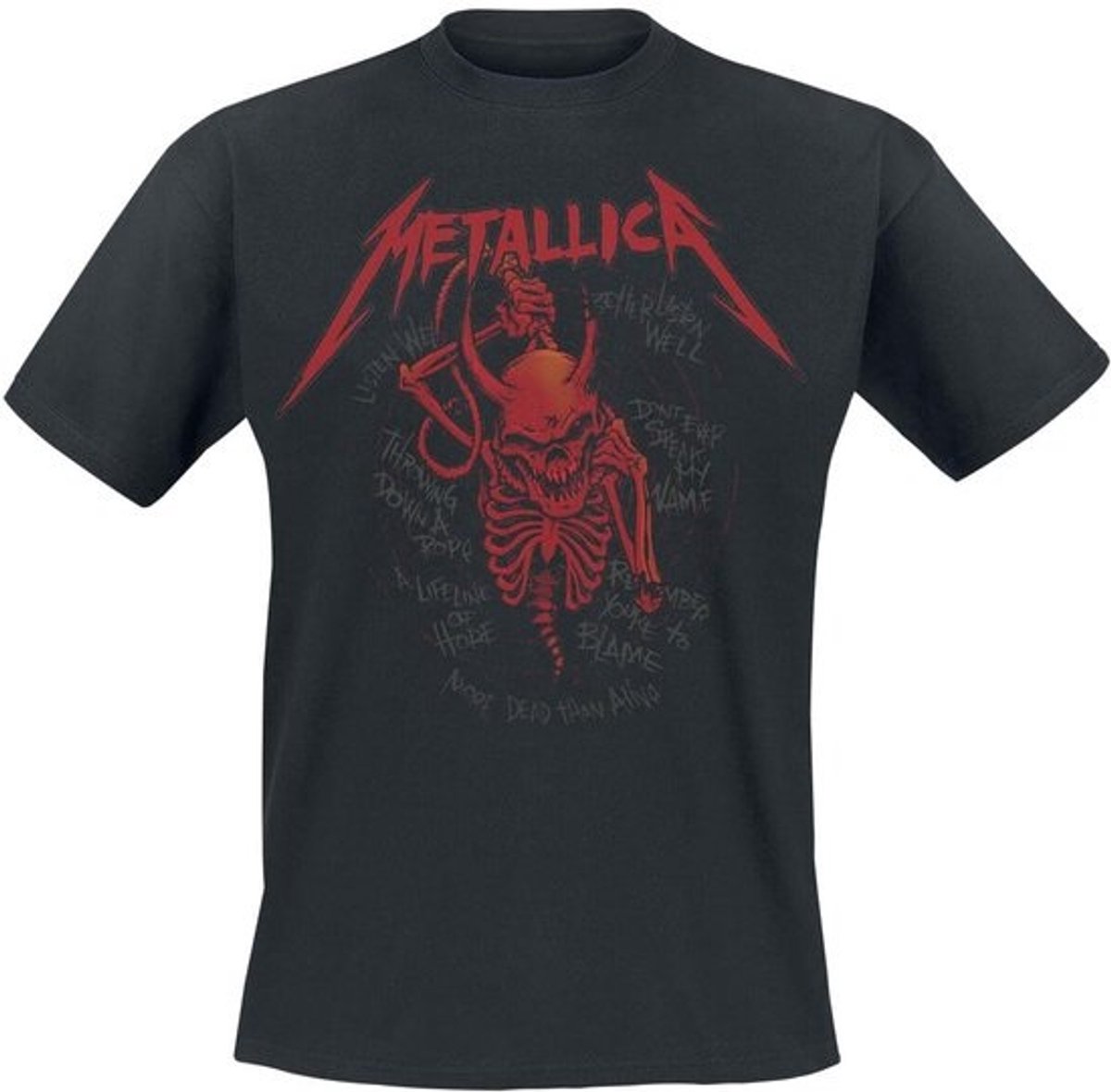 Schedel T-shirt Screaming Rood 72 Seizoenen Unisex Zwart
