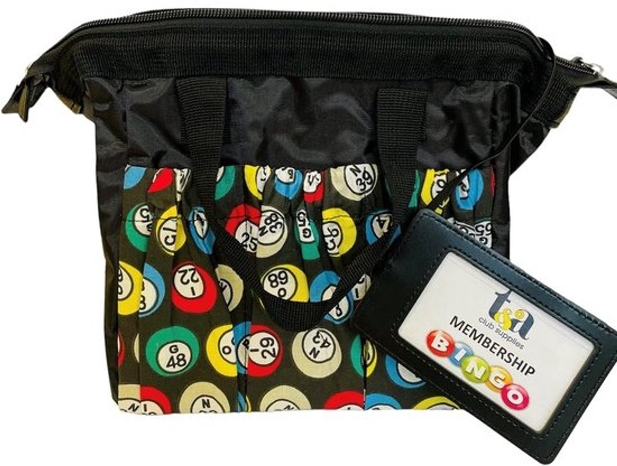 Zwarte Bingo Bag en Bingo Dabber Carrier met Lidmaatschaps- en Betaalkaarthouder voor Bingo Sessies