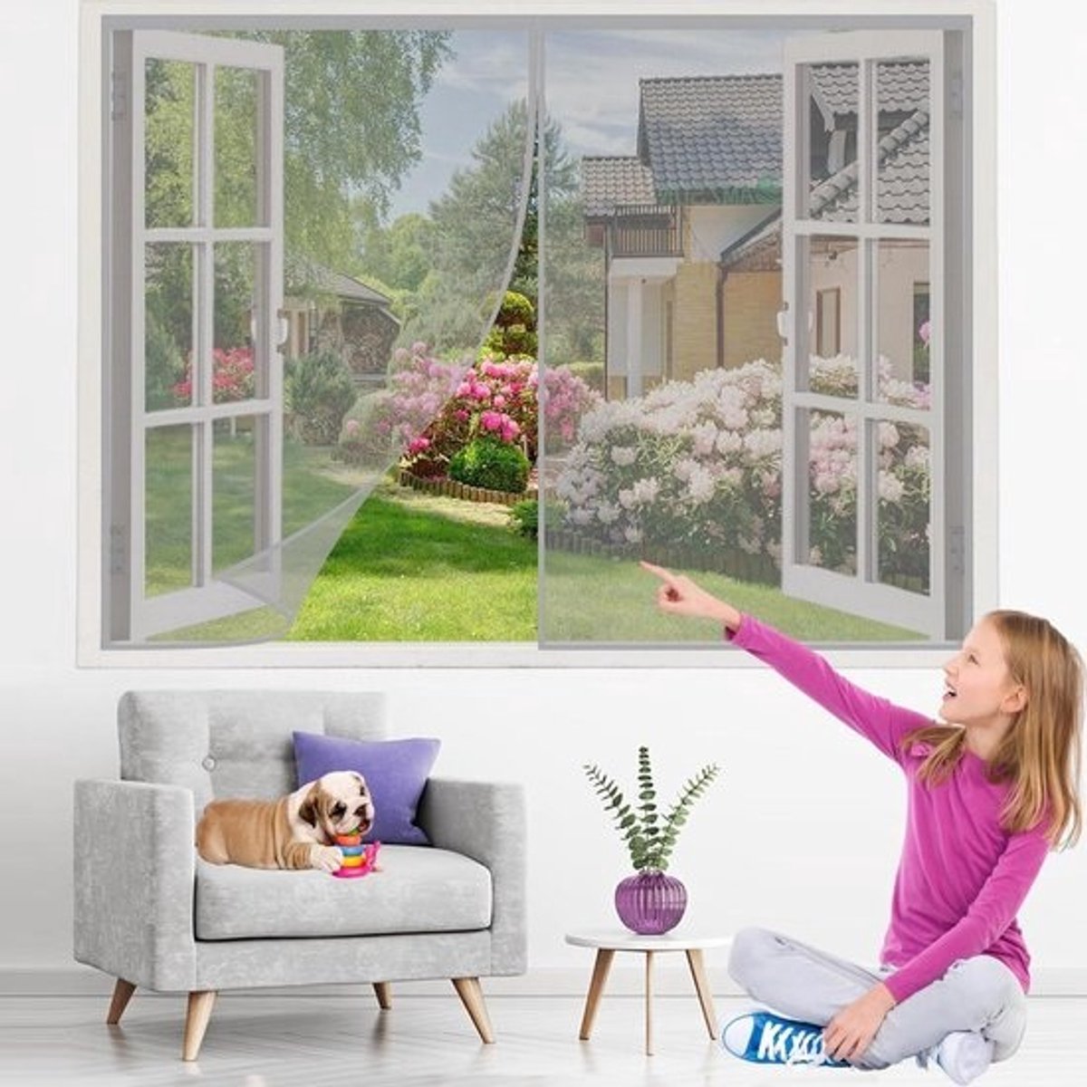 Horren voor deuren - Muggenhor - Insecten buiten - Krachtige magneten - 90x130cm - Grijs