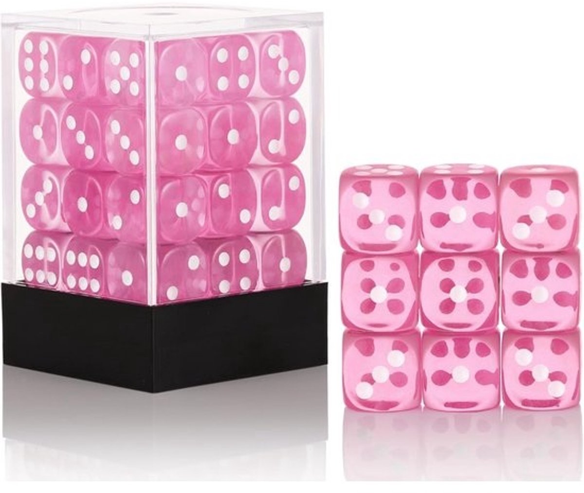 36 Stuks Mini Dobbelstenen Set 12mm - 6 Zijdige Spel Dobbelstenen Transparant Gekleurd