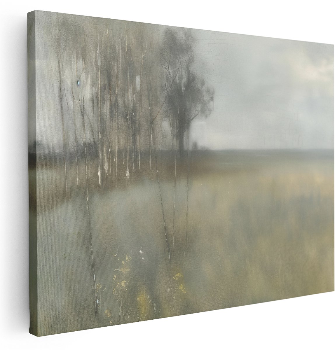 Artaza Canvas Schilderij Veld - 160x120 cm - Groot - Wanddecoratie Bomen - Muurdecoratie Landelijk - Schilderijen Natuur Boho