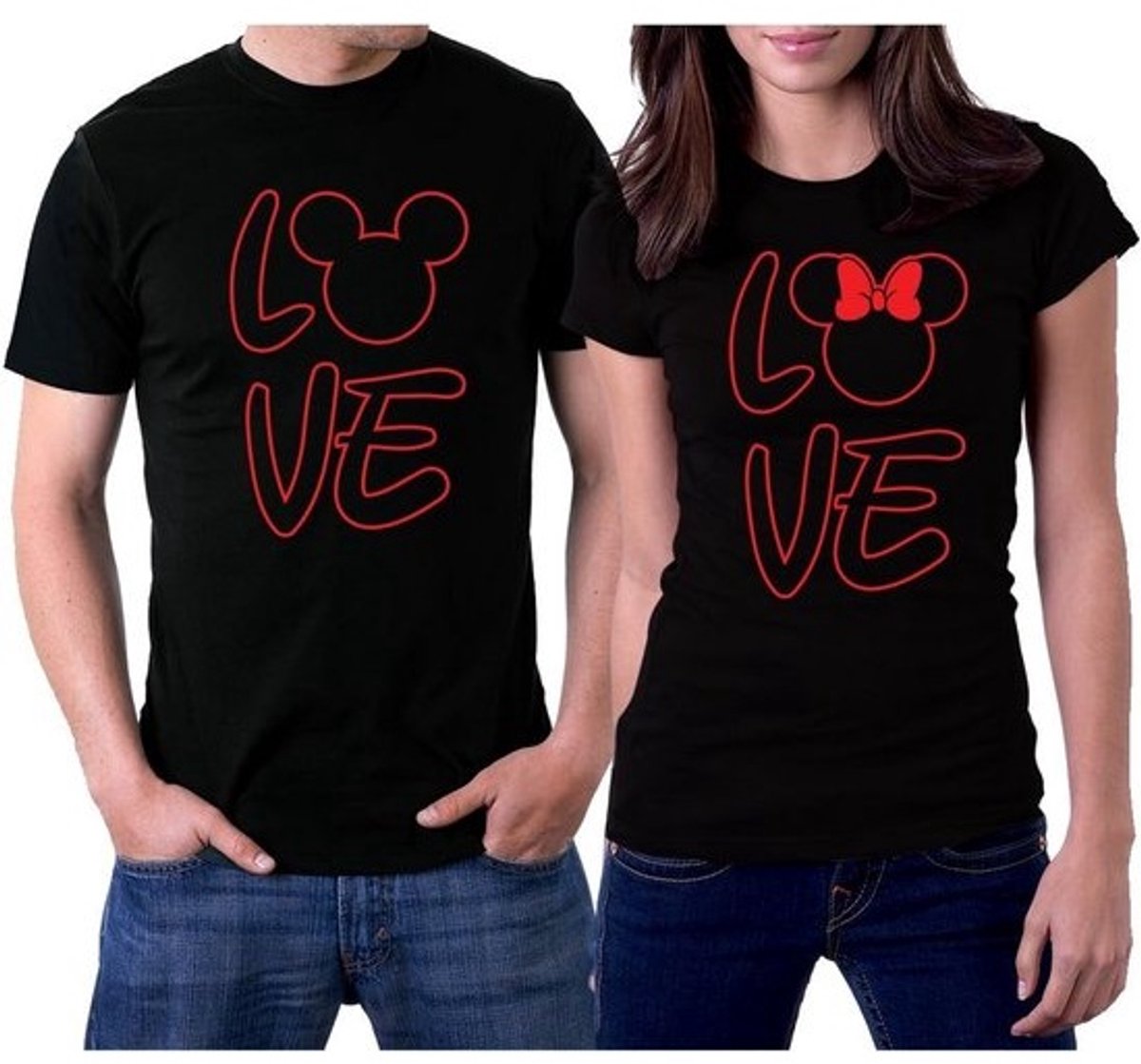 Set van 2 Bijpassende T-Shirts voor Koppels Valentijnsdag Cadeau
