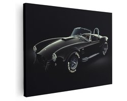 Artaza Canvas Schilderij Klassieke Sportwagen - 160x120 cm - Groot - Wanddecoratie Auto - Muurdecoratie Shelby Cobra - Vintage Kamer Accessoires - Zwart