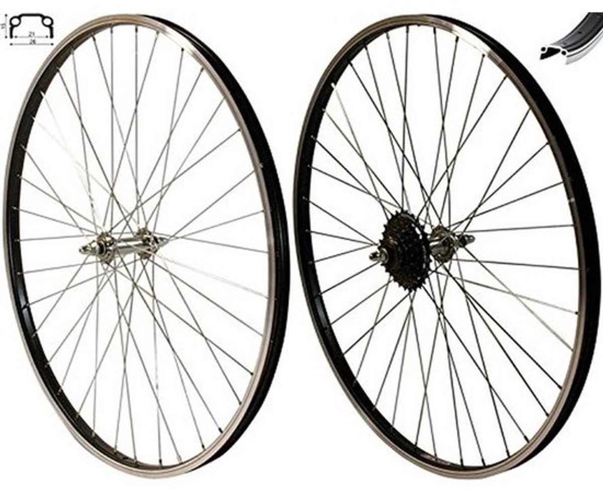 28 inch Fiets Wielset Achterwiel en Voorwiel met 6-voudige Krans