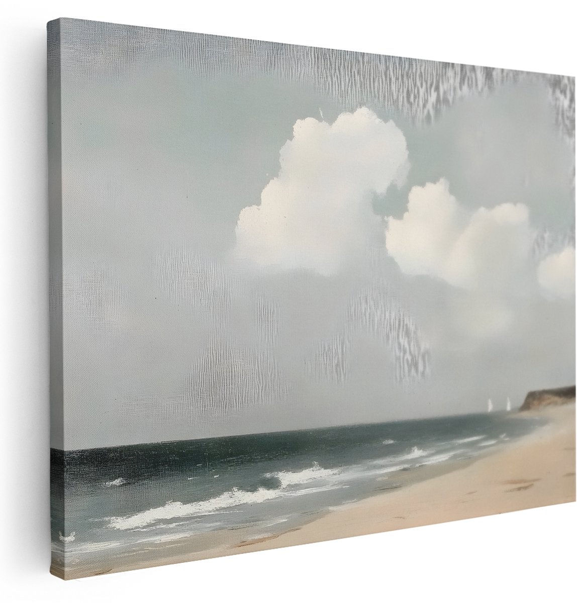 Artaza Canvas Schilderij Zee Landschap - 160x120 cm - Groot - Wanddecoratie Strand - Muurdecoratie Kustlijn - Decoratie Natuur - Kamer Accessoires