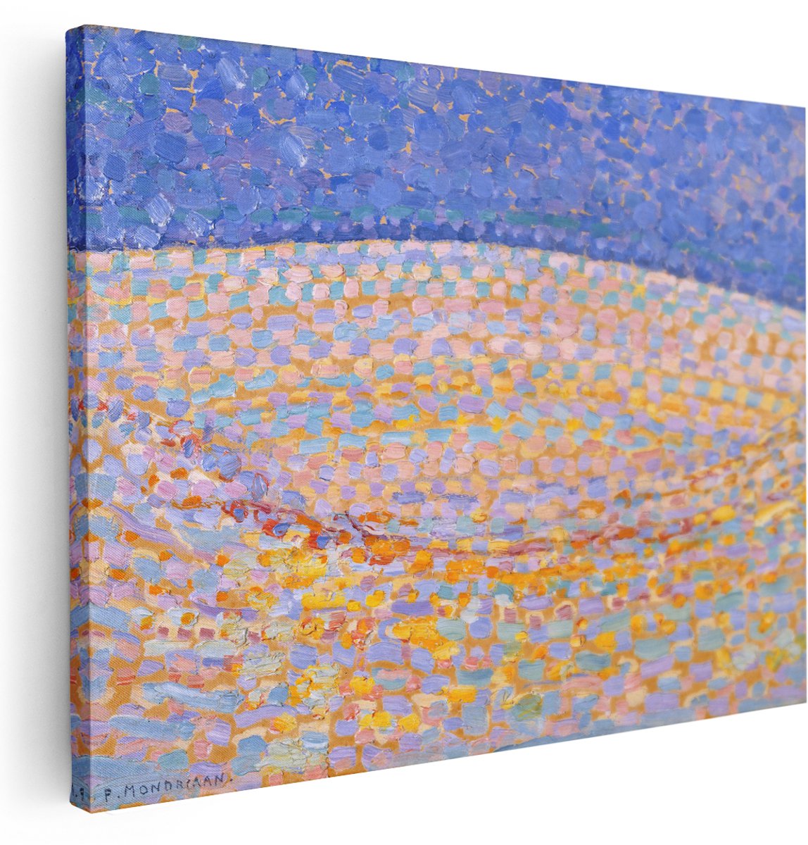Artaza Canvas Schilderij Duinen Mondriaan - 160x120 cm - Groot - Wanddecoratie Landschap - Muurdecoratie Hollandse Meesters - Schilderijen Op Canvas
