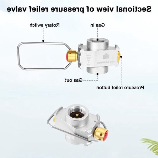 Gas Tank Refill Adapter - Draagbare Outdoor Oplading - Multifunctionele Camping Uitlaatklep - Zilver - Luchtdruk Valve - Geschikt voor Ga — afbeelding 3
