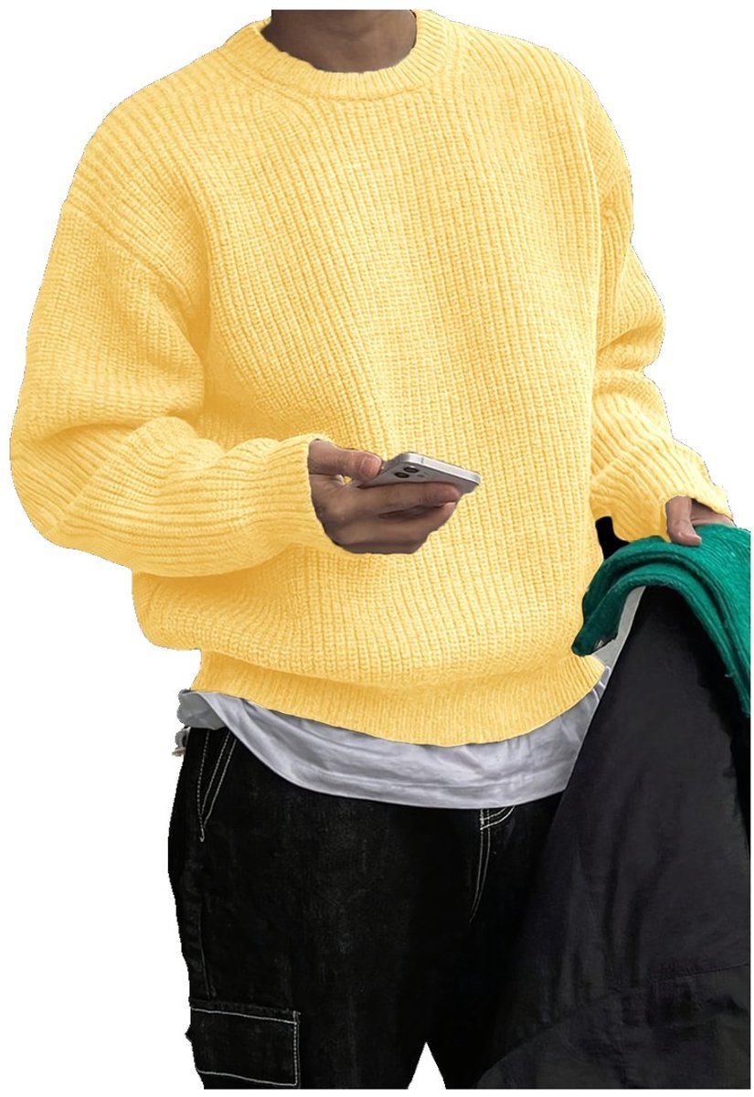 Currero Sweater Heren Sweaters Sweatshirt Hoodie Warme Trui Pullover Jumper Crewneck Vest Gans Geel