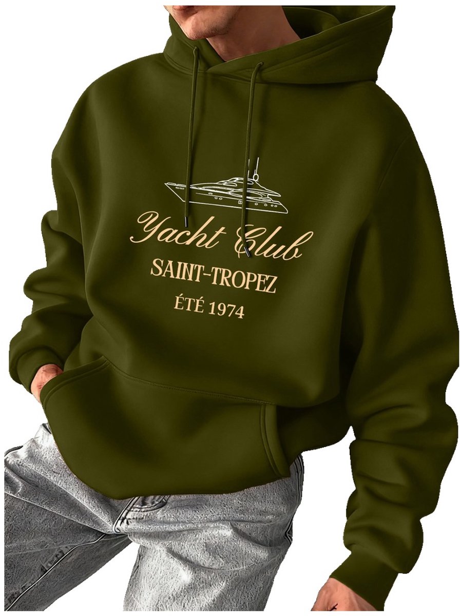 Currero Hoodie Heren Warme Hoodie Met Capuchon Comfortabele Sweater Casual Trui Pullover Herentrui Groen