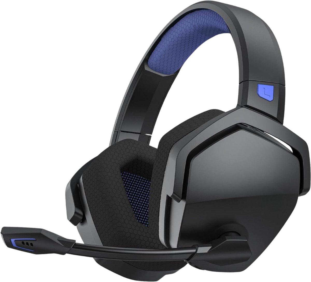 KIRA® Gaming Headset - 100u Batterij - Gaming Headsets - Gaming Headset Draadloos - Zwart - 20cm x 11cm x 21cm