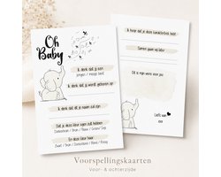 20 stuks Oh Baby invulkaarten - Gender Reveal - Babyshower versiering - Babyvoorspellingen - Babyshower invulkaarten - Babyshowerspelletjes