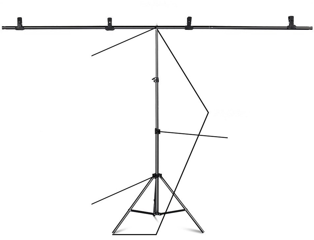 Achtergrondstatief fotografie 2 x 2 m - verstelbaar T - statief voor achtergronddoek tot 202 x 200 cm - aluminium - inklapbaar