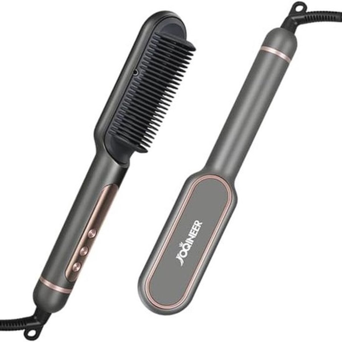 Negative Ionic Hair Straightener Brush Upgrade Negative Ion Straightening Comb, 9 Temperature Settings and LED Display, Anti-scald, Professional Styling Tools (Grey)