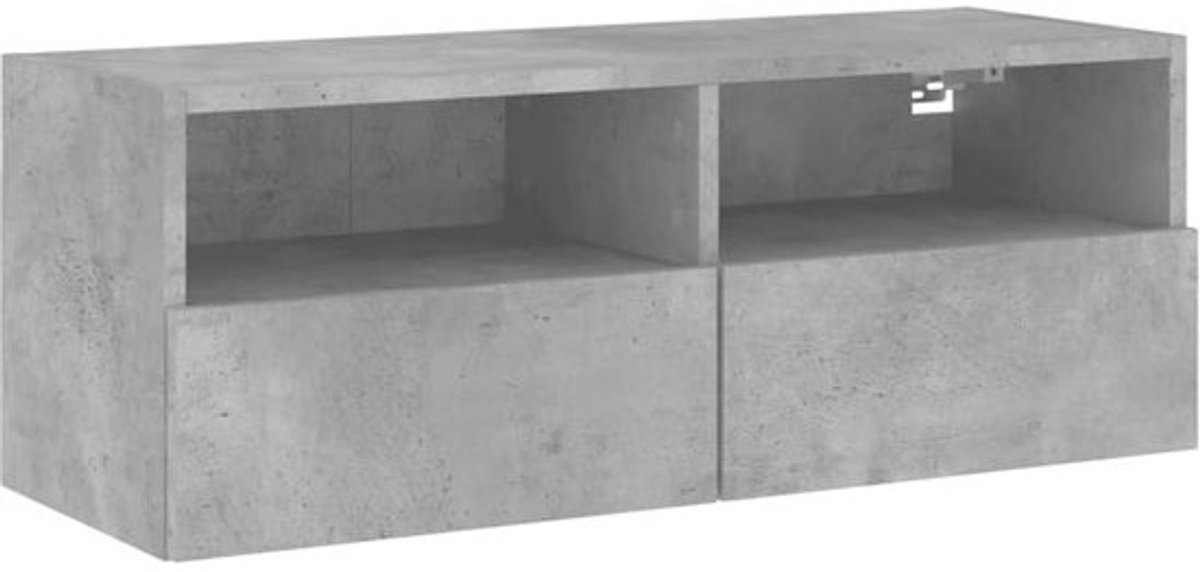 Zwevende TVkast - Mediabox Wandmontage - Woonkamer Opbergen - Stevig Constructie - 80x30x30 cm - Betongrijs