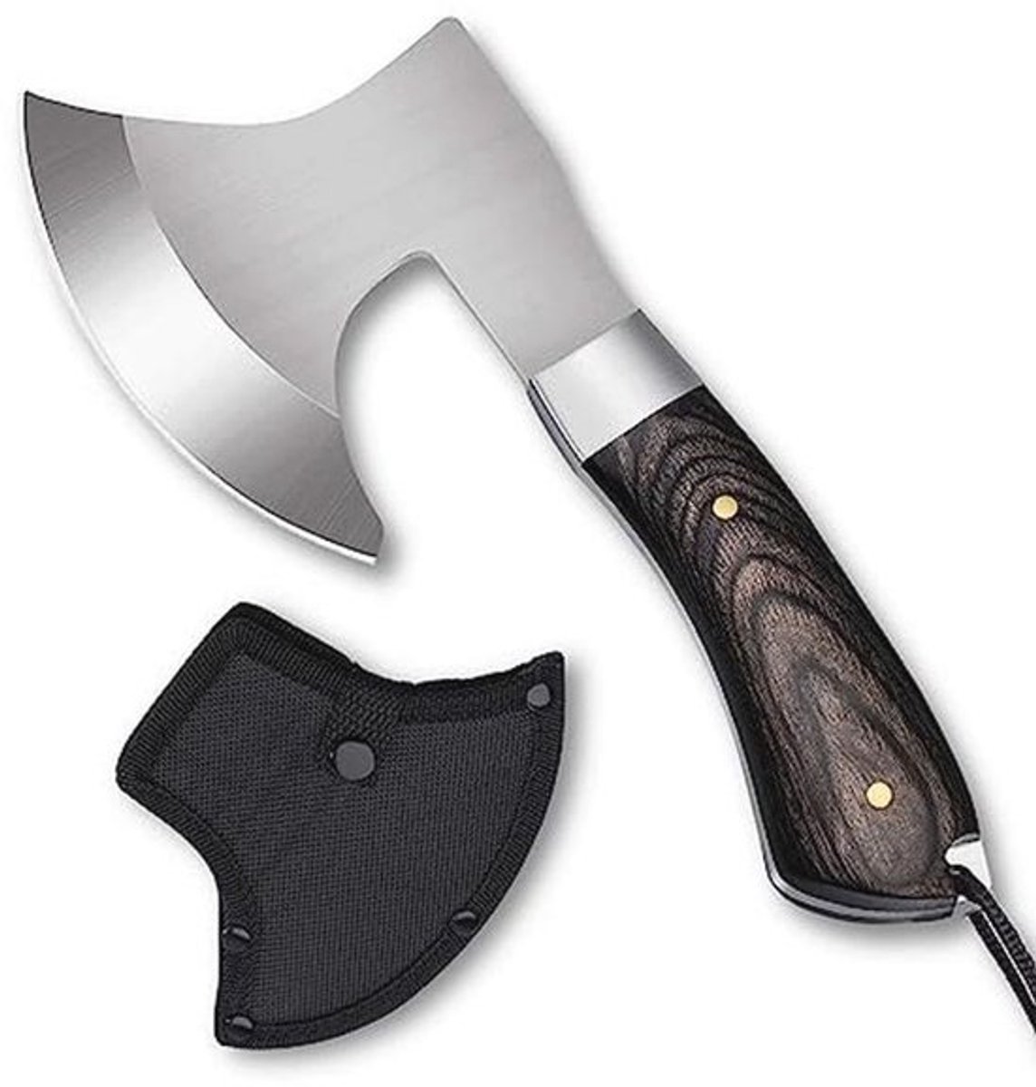 Omesio Mini Bijl Survival Kleine Buitenbijl, Volledig Handvat 19,3cm Handbijl, Camping Houten Handvat, Robuust (C043)
