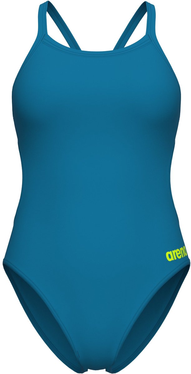 Arena Dames Badpak Team Challenge Solid Blauw-Cosmo/Arctic-Lime