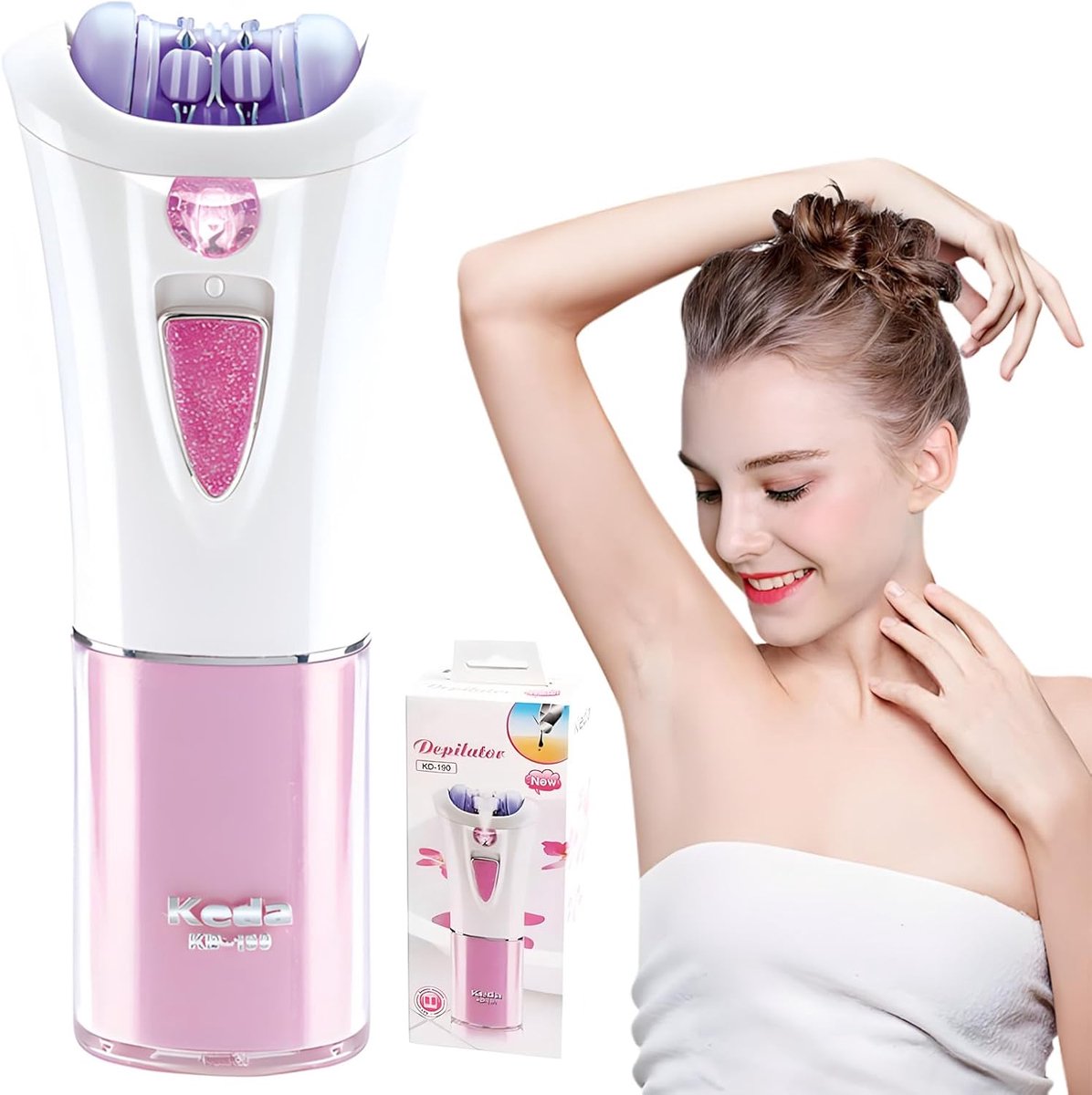 SnelShoppen - Elektrische Epilator Voor Vrouwen - Draadloze Mini Epilator Met LED-Licht - Roestvrijstalen Mes Voor Gezicht, Lichaam, Oksels, Benen, We