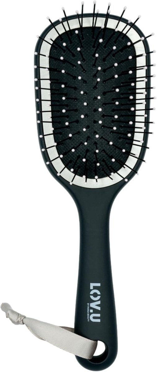 Thijox - LOV.U Ontwarrende Haarborstel Wet & Dry - Reisbare Zwarte Haarborstel met Multi-Flexibele Nylon Pinnen voor Mannen en Vrouwen