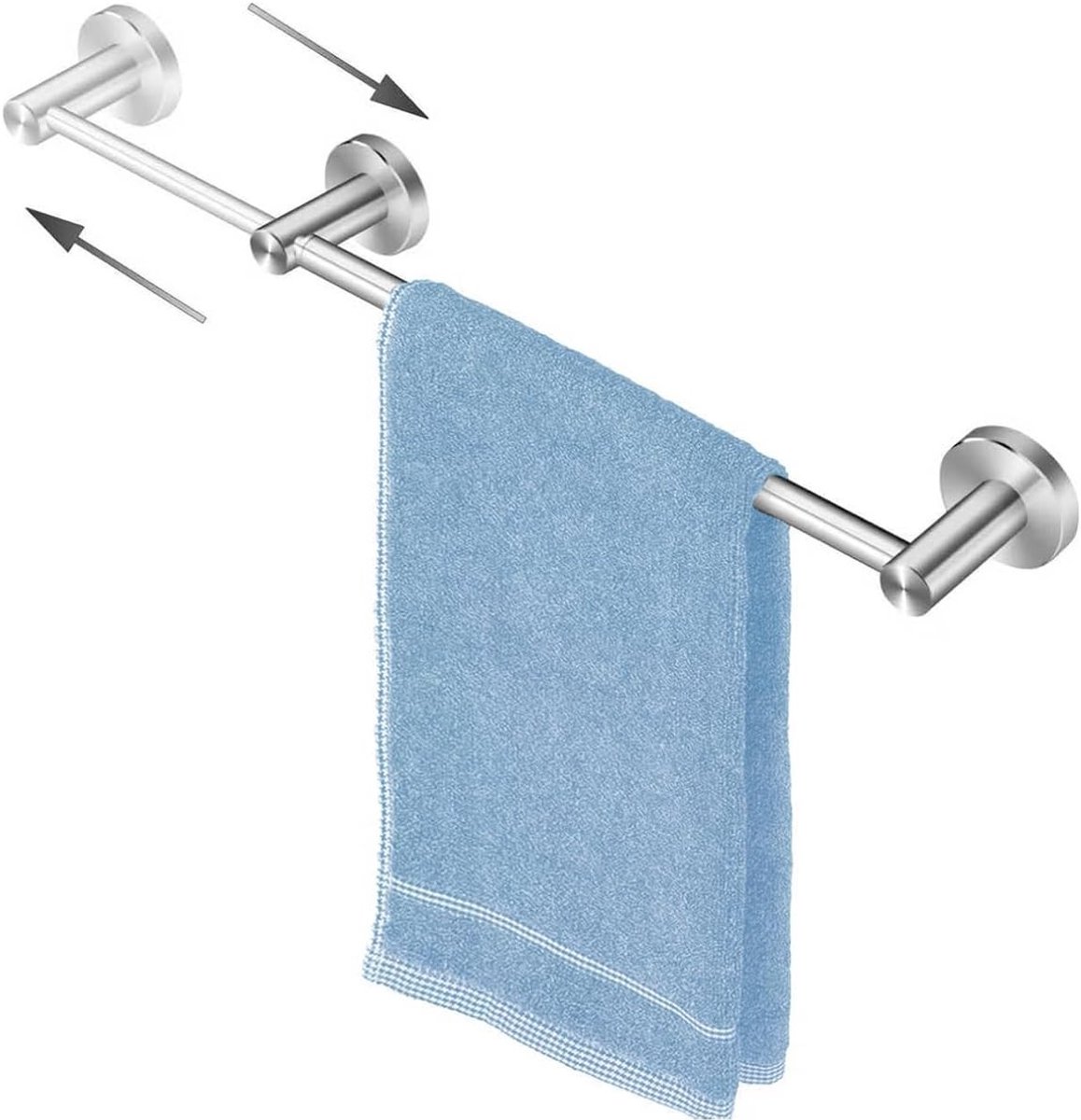 Uittrekbare Handdoekhouder 40-70 cm - Verstelbare Handdoekstang RVS voor Badkamer en Keuken