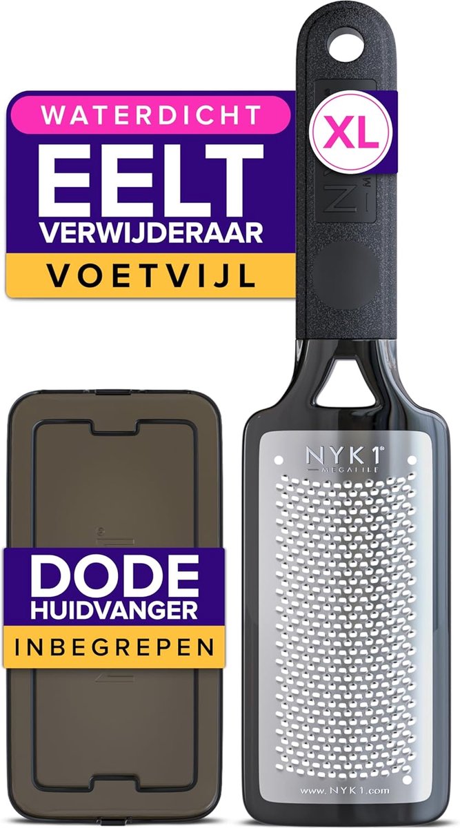 Thijox - Roestvrijstalen Voetvijl XL - Foot File Rasp met Opvangbak - Voor Nat en Droog Gebruik - Antislip Grip - Hoogwaardige Voetrasp voor Eenvoudig